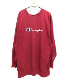 Champion（チャンピオン）の古着「90‘sロゴ刺繍リバースウィーブスウェット」｜レッド