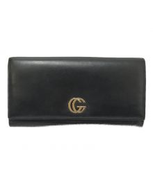 GUCCI（グッチ）の古着「プチマーモントフラップ長財布」｜ブラック