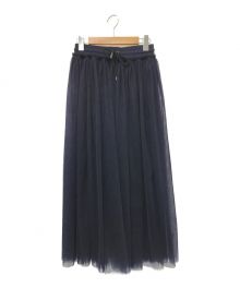 HYKE（ハイク）の古着「TULLE LONG SKIRT」｜ネイビー