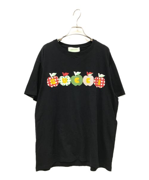 GUCCI（グッチ）GUCCI (グッチ) ロゴ アップル ハート 半袖Tシャツ ブラック サイズ:Mの古着・服飾アイテム