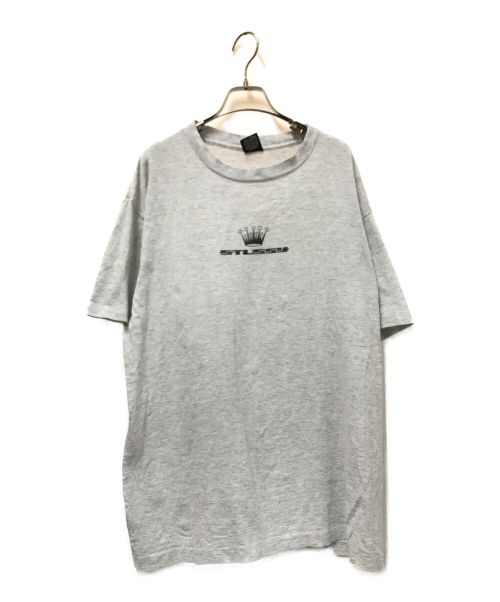 stussy（ステューシー）stussy (ステューシー) 80'sクラウンロゴTシャツ ライトグレー サイズ:XLの古着・服飾アイテム