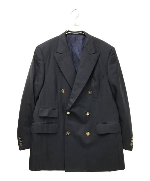 Aquascutum（アクアスキュータム）Aquascutum (アクアスキュータム) エンブレム釦カシミヤ混ダブルジャケット ブラック サイズ:下記参照の古着・服飾アイテム