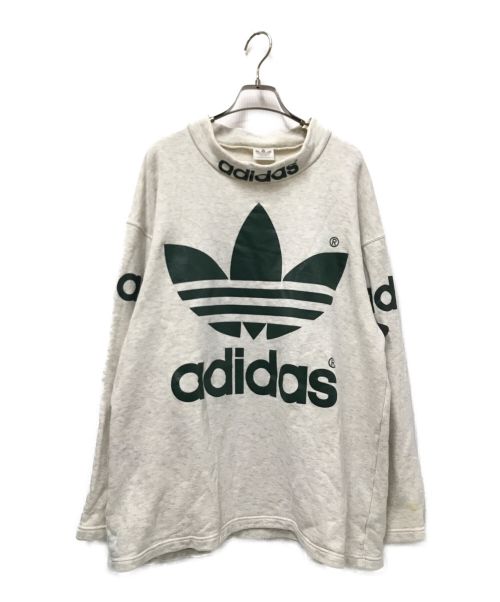 adidas（アディダス）adidas (アディダス) ヴィンテージモックネックプリントスウェット ホワイト サイズ:M-Lの古着・服飾アイテム