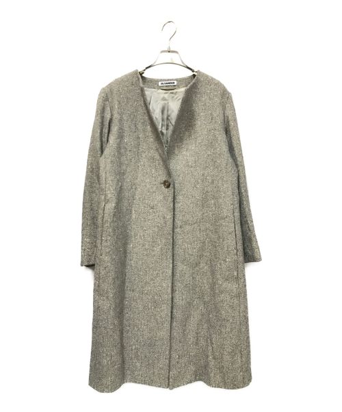 JIL SANDER（ジルサンダー）JIL SANDER (ジルサンダー) カシミヤ混ノーカラーコート グレー サイズ:38の古着・服飾アイテム