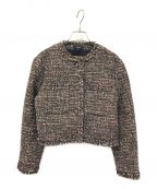 theoryセオリー）の古着「Autumn Tweed SH Crop JKT」｜ピンク×ブラック