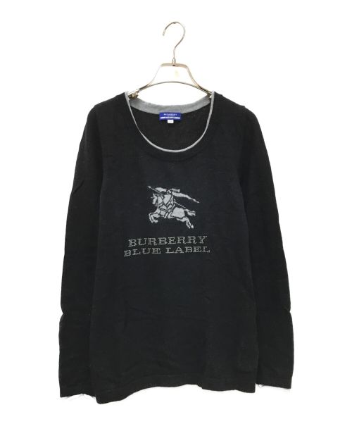 BURBERRY BLUE LABEL（バーバリーブルーレーベル）BURBERRY BLUE LABEL (バーバリーブルーレーベル) ロゴニット ブラック サイズ:38の古着・服飾アイテム