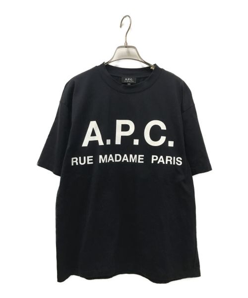 A.P.C.（アーペーセー）A.P.C. (アー・ペー・セー) EDIFICE (エディフィス) 別注 オーバーサイズロゴプリントTシャツ ブラック サイズ:Sの古着・服飾アイテム