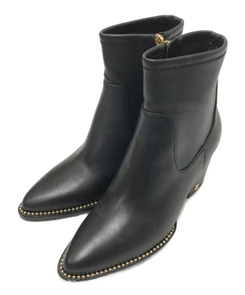 COACH（コーチ）COACH (コーチ) PELL LEATHER BOOTIE ブラック サイズ:US:6.5Cの古着・服飾アイテム