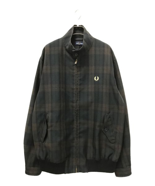 FRED PERRY（フレッドペリー）FRED PERRY (フレッドペリー) T/W HARRINGTON JACKET ブラウン×グリーン サイズ:Lの古着・服飾アイテム