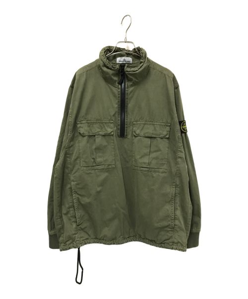 STONE ISLAND（ストーンアイランド）STONE ISLAND (ストーンアイランド) ハーフジップオーバーシャツ オリーブ サイズ:Mの古着・服飾アイテム