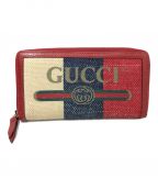 GUCCIグッチ）の古着「ラウンドファスナーキャンバスウォレット」｜トリコロールカラー