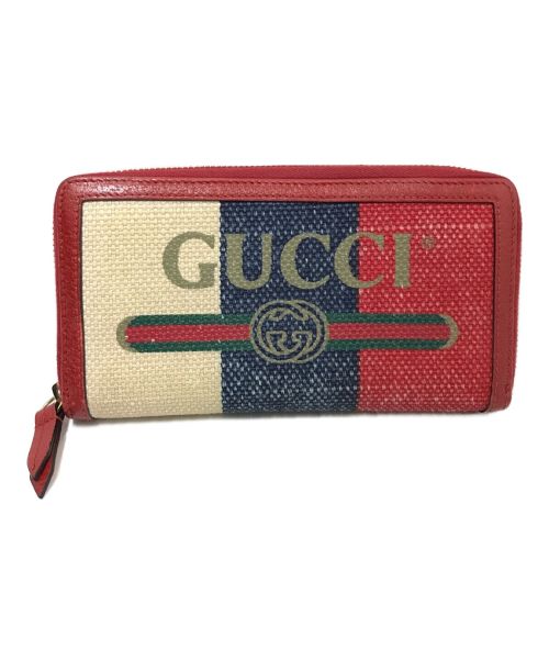 GUCCI（グッチ）GUCCI (グッチ) ラウンドファスナーキャンバスウォレット トリコロールカラー サイズ:下記参照の古着・服飾アイテム