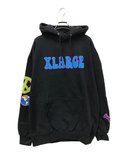 X-LARGE（エクストララージ）X-LARGE (エクストララージ) FLOWER PULLOVER HOODED SWEAT ブラック サイズ:Mの古着・服飾アイテム