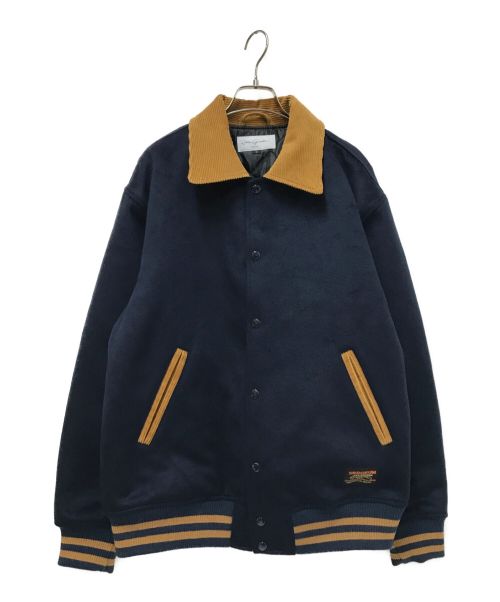 Retro Grade（レトログレード）Retro Grade (レトログレード) MELTON CORDUROY VARSITY JACKET ネイビー サイズ:Lの古着・服飾アイテム