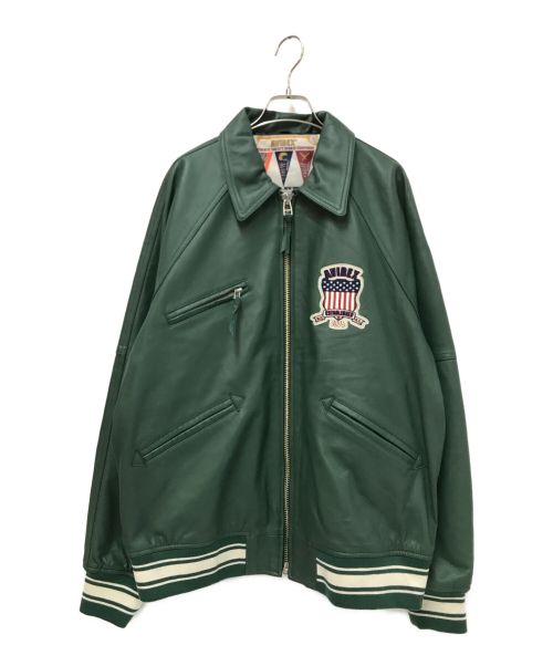 AVIREX（アヴィレックス）AVIREX (アヴィレックス) LIGHT SIGNATURE VARSITY JACKET グリーン サイズ:XLの古着・服飾アイテム