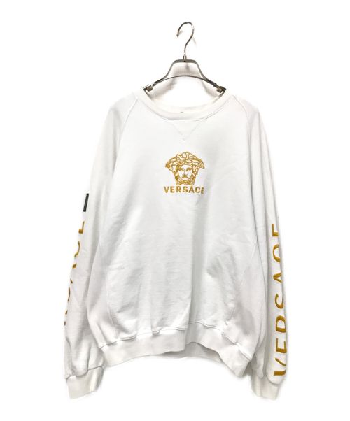 VERSACE（ヴェルサーチ）VERSACE (ヴェルサーチェ) ロゴ刺繍スウェット ホワイト サイズ:Lの古着・服飾アイテム