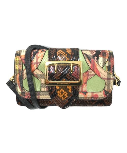 BURBERRY（バーバリー）BURBERRY (バーバリー) Patchwork Snakeskin Buckle Flap Bag ブラウン サイズ:下記参照の古着・服飾アイテム