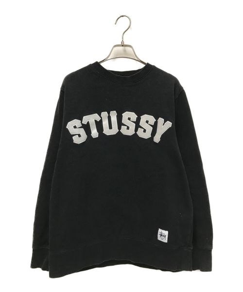 stussy（ステューシー）stussy (ステューシー) ロゴクルーネックスウェット ブラック サイズ:Sの古着・服飾アイテム