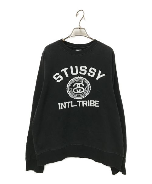 stussy（ステューシー）stussy (ステューシー) ロゴクルーネックスウェット ブラック サイズ:Mの古着・服飾アイテム