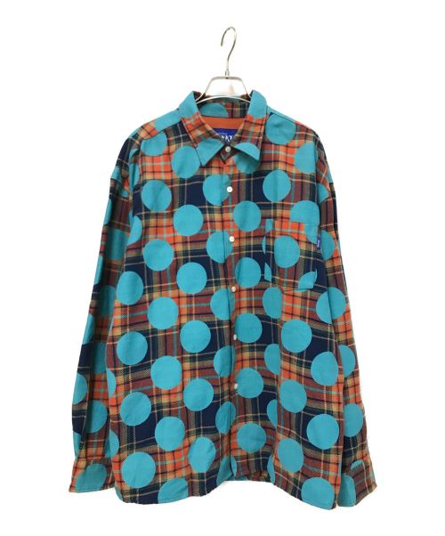 AWAKE（アウェイク）AWAKE (アウェイク) POLKA DOT FLANNEL SHIRT オレンジ×ブルー サイズ:Lの古着・服飾アイテム