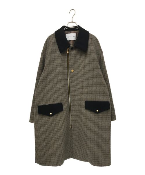 CULLNI（クルニ）CULLNI (クルニ) STUDIOUS (ステュディオス) 別注ZIP CHECK COAT ブラウン サイズ:2の古着・服飾アイテム