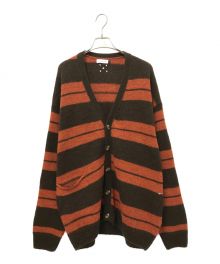 POP TRADING COMPANY×BEAUTY&YOUTH（ポップトレーディングカンパニー×ビューティーアンドユース）の古着「Striped Knitted Cardigan」｜ブラウン×オレンジ