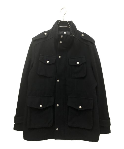 BURBERRY BLACK LABEL（バーバリーブラックレーベル）BURBERRY BLACK LABEL (バーバリーブラックレーベル) ウールスタンドカラージャケット ブラック サイズ:LLの古着・服飾アイテム