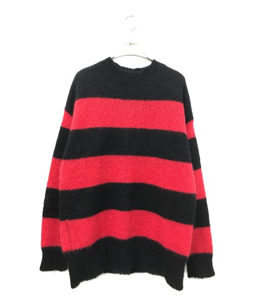 uniform experiment（ユニフォームエクスペリメント）uniform experiment (ユニフォームエクスペリメント) MOHAIR BORDER CREW NECK KNIT ブラック×レッド サイズ:1の古着・服飾アイテム