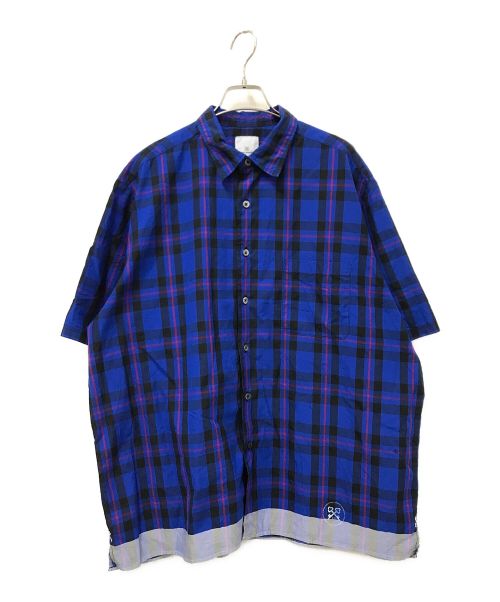 uniform experiment（ユニフォームエクスペリメント）uniform experiment (ユニフォームエクスペリメント) LINE S/S BIG SHIRT ブルー サイズ:3の古着・服飾アイテム