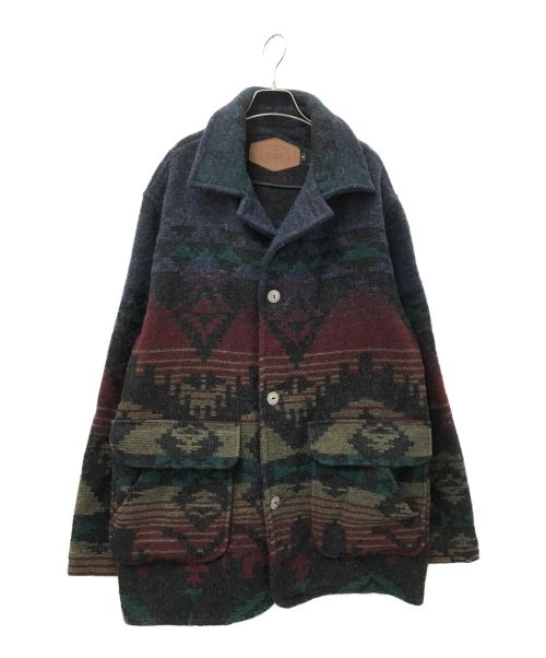 WOOLRICH（ウールリッチ）WOOLRICH (ウールリッチ) ネイティブ柄ウールコート グレー サイズ:Mの古着・服飾アイテム