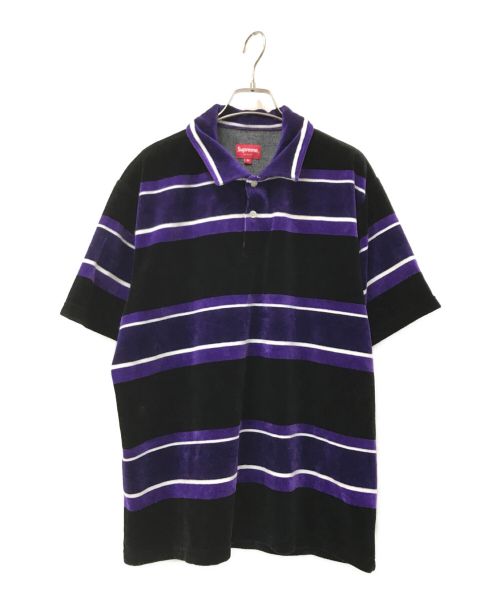 SUPREME（シュプリーム）SUPREME (シュプリーム) Stripe Velour Polo パープル サイズ:Mの古着・服飾アイテム