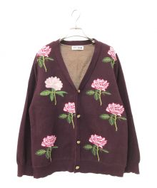 TTT MSW（ティー）の古着「22AW Rose Jacquard Knit Cardigan」｜ボルドー