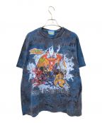 DIGIMONデジモン）の古着「00'sタイダイ柄アニメTシャツ」｜グレー×ブルー