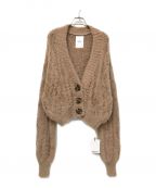 HER LIP TOハーリップトゥ）の古着「Fuzzy Cable Knit Cardigan」｜ベージュ