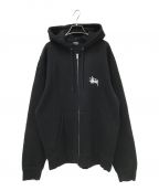 stussyステューシー）の古着「BASIC STUSSY ZIP HOODIE」｜ブラック