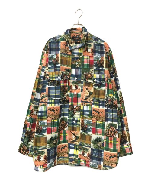 BEAMS PLUS（ビームスプラス）BEAMS PLUS (ビームスプラス) WORK Classic Fit Jacquard Mapping Patchwork Like Print マルチカラー サイズ:Lの古着・服飾アイテム