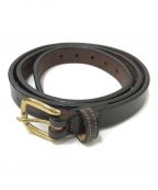 TORY LEATHERトリーレザー）の古着「STITCHED PATTERN 3/4” BRIDLE LEATHER BELT」｜ブラウン