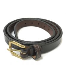 TORY LEATHER（トリーレザー）の古着「STITCHED PATTERN 3/4” BRIDLE LEATHER BELT」｜ブラウン