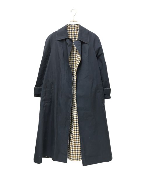 Aquascutum（アクアスキュータム）Aquascutum (アクアスキュータム) リバーシブルガウンコート ネイビー サイズ:6の古着・服飾アイテム