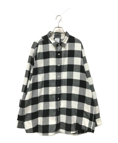 uniform experiment（ユニフォームエクスペリメント）uniform experiment (ユニフォームエクスペリメント) BAGGY REGULAR COLLAR FLANNEL BLOCK CHECK SHIRT ホワイト×ブラック サイズ:3の古着・服飾アイテム