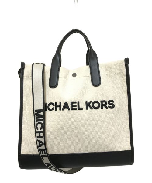 MICHAEL KORS（マイケルコース）MICHAEL KORS (マイケルコース) BROOKLYN スリム コットンキャンバストート ベージュ サイズ:下記参照の古着・服飾アイテム