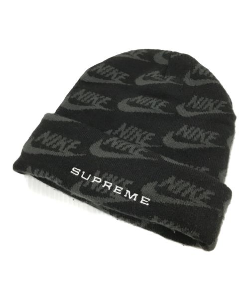 NIKE（ナイキ）NIKE (ナイキ) SUPREME (シュプリーム) Jacquard Logos Beanie ブラック サイズ:下記参照の古着・服飾アイテム