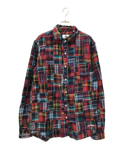 GOOD ENOUGH（グッドイナフ）GOOD ENOUGH (グッドイナフ) MADRAS CHECK FLANNEL PATCHWORK SHIRTS レッド サイズ:3の古着・服飾アイテム