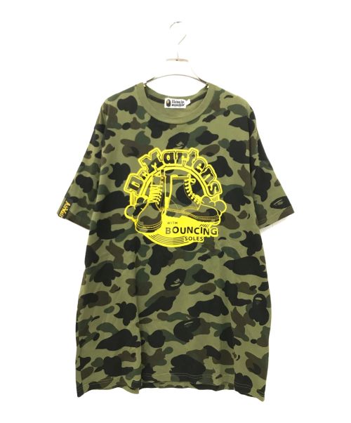 A BATHING APE（アベイシングエイプ）A BATHING APE (アベイシングエイプ) Dr.Martens (ドクターマーチン) コラボカモ柄プリントTシャツ オリーブ サイズ:XLの古着・服飾アイテム