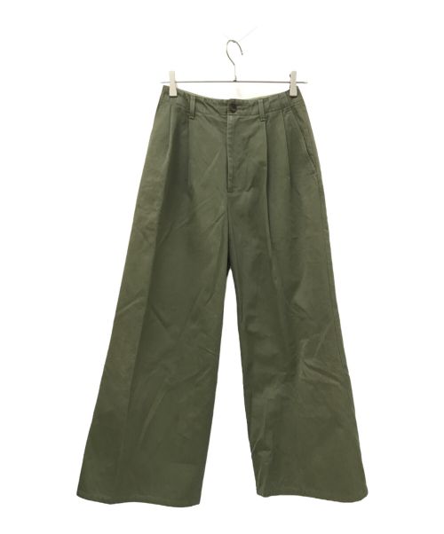 AURALEE（オーラリー）AURALEE (オーラリー) WASHED FINX CHINO WIDE TUCK PANTS オリーブ サイズ:０の古着・服飾アイテム