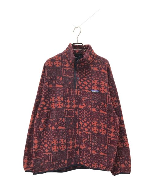 Patagonia（パタゴニア）Patagonia (パタゴニア) 90's総柄シンチラスナップTフリース ブラウン サイズ:Mの古着・服飾アイテム