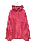 SUPREMEシュプリーム）の古着「Mini Plaid Hooded Shirt」｜ピンク×オレンジ