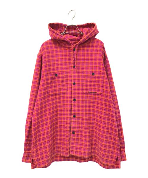 SUPREME（シュプリーム）SUPREME (シュプリーム) Mini Plaid Hooded Shirt ピンク×オレンジ サイズ:Lの古着・服飾アイテム