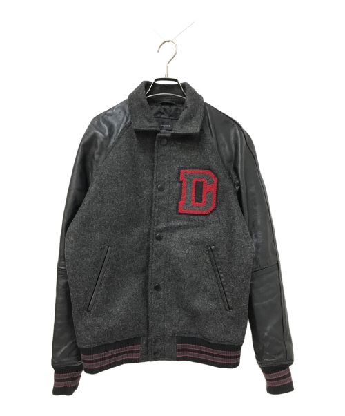 DIESEL（ディーゼル）DIESEL (ディーゼル) Varsity Jacket ブラック×グレー サイズ:Sの古着・服飾アイテム