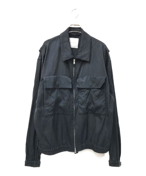 ESTNATION（エストネーション）ESTNATION (エストネーション) サテンジップアップジャケット ブラック サイズ:Lの古着・服飾アイテム
